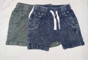 Little Bipsy Acid Wash Drawstring Harem Shorts Lot (Blue and Olive)